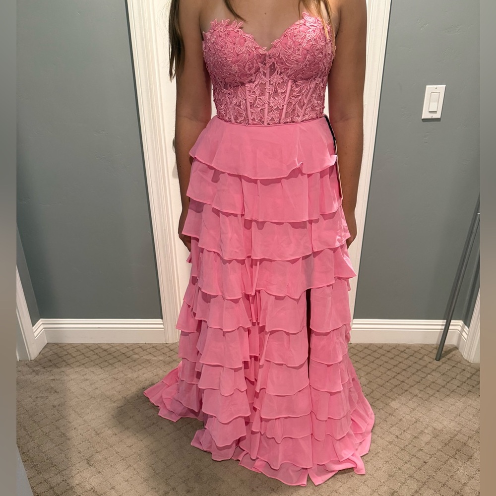 Strapless Ruffle Prom Dress - Picture 7 of 11